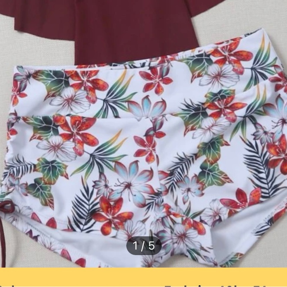 SHEIN Tropical Floral Bikini Shorts/bottom
